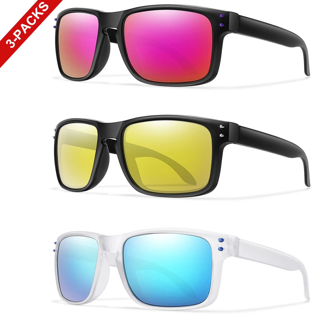 Lunettes de soleil polarisées UV400 - Lot de 3 paires
