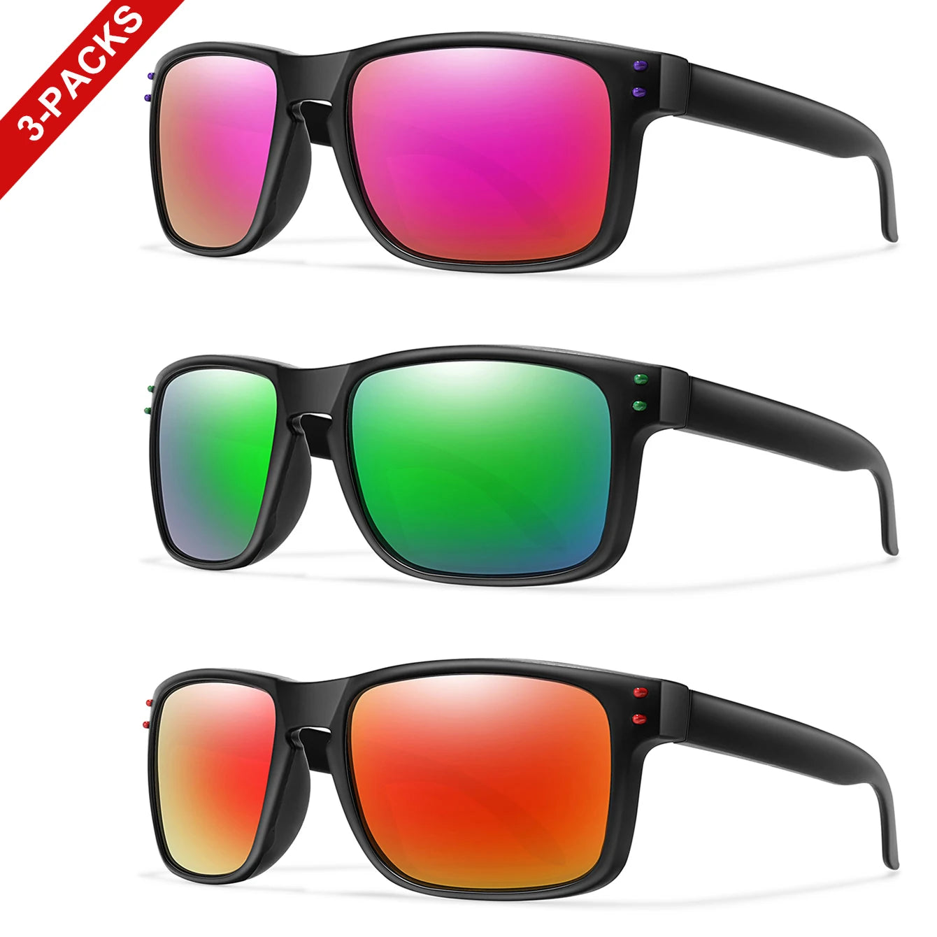 Lunettes de soleil polarisées UV400 - Lot de 3 paires