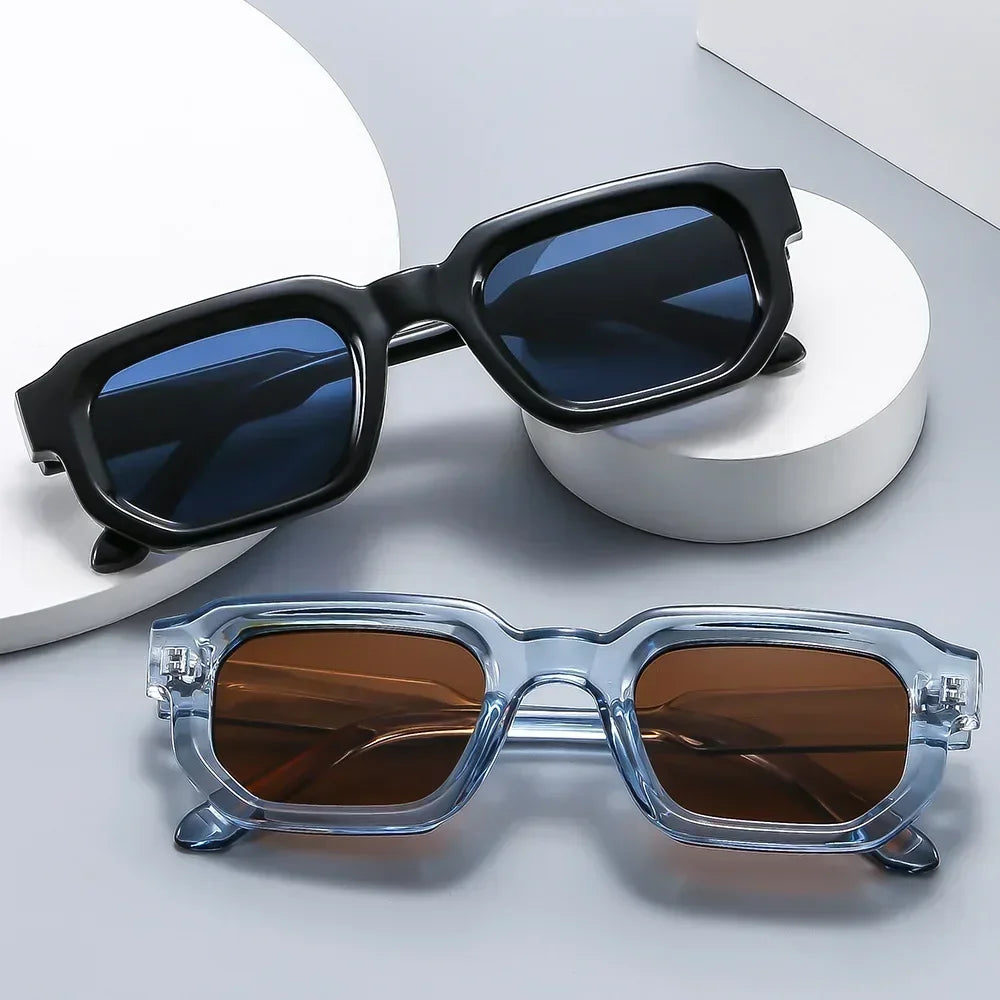 Lunettes de soleil carrées rétro UV400 - Verres transparents