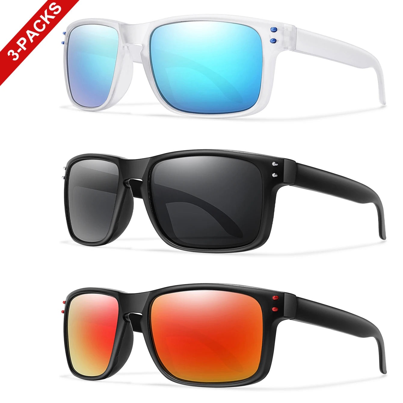 Lunettes de soleil polarisées UV400 - Lot de 3 paires